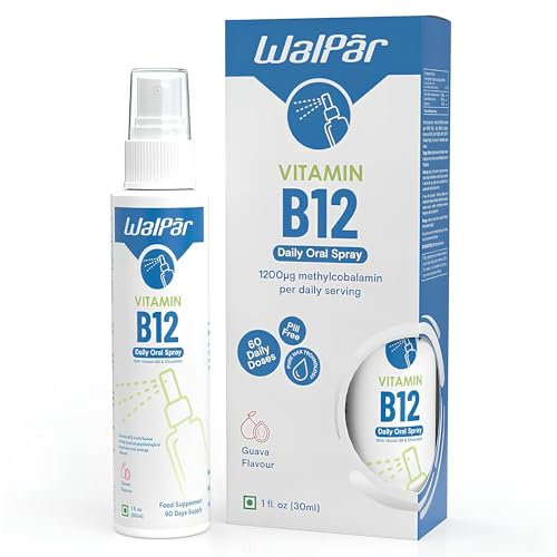 B12 Vitamin Spray (60 Doses) - 1200 Methylcobalamin B12 Spray Vitamin - Guava Flavour Vitamin B12 Spray - Vegan-Friendly - B-12 Liquid Spray - Support Health w/Vitamin B 12 Spray