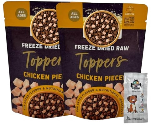 AETN Creations Bundle of Freeze Dried Dog Food Toppers 2x30g – Chicken Flavour – Natural Protein Boost for Dogs with AETN Exclusive Coaster