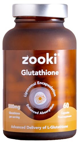 Zooki 500mg Liposomal Glutathione Capsules | 4X Higher Absorption | Ultimate Skin, Liver, Detox, Energy Support | Natural Ingredients, Vegan | (30 Servings)