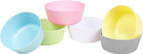Heku Juego de 6 cuencos reutilizables en colores pastel, 12 cm, de material PP, ligeros y resistentes, aptos para lavavajillas y microondas, multicolor