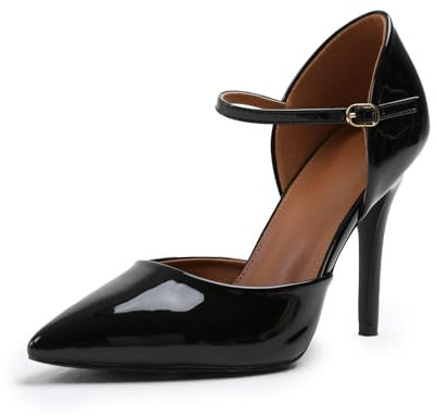Womens High Heel Courts Pumps Smart Office Work Shoes Pointed Toe Party Prom Wedding Bridal Shoes Occasion Ankle Strap Heeled Ladies Court Stiletto Heels Shoe