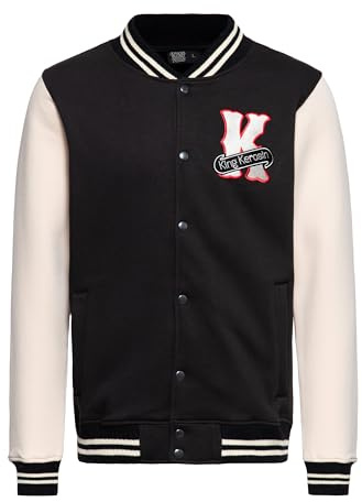 King Kerosin Collegejacka för män | Sweatjacka | Baseball jacka | Vintage | Retro | 50S | 1950S | Speed Kings | Oldtimer | Rock'n'roll | Rockabilly Speed Kings, svart, XXL