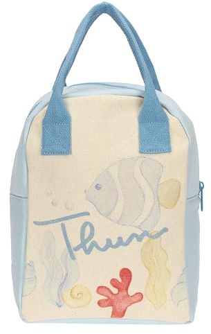 THUN, Borsa Frigo in 100% Cotone con interno Isolante, Versione Media, Linea Mare da Amare, 21.5 x 13 x 29 cm h, Manici 35 cm