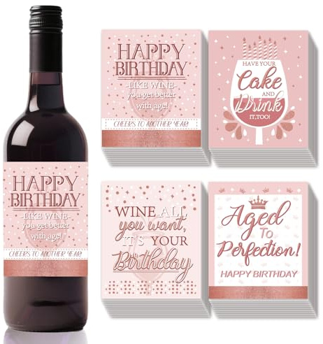 SUPERDANT Weinflaschenaufkleber 10 Sets von 4 Stilen Aufkleber für Weinflaschen Happy Birthday Party Dekor Für Frauen Männer Weinflaschenetiketten Weinflaschen Etiketten Für Geburtstag Wein Champagner