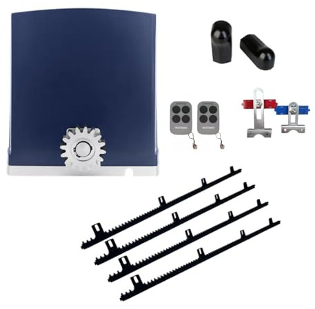 MATISMO AMC800 Plus - Motor para puerta corredera de hasta 1000 kg, con 2 mandos a distancia, fotocelulas y 4 cremalleras de 1m. (4 m cremalleras Nylon y 1 fotocélula infrarroja)