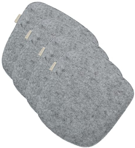 SILUK gemütliches Sitzkissen aus Filz 40cm x 40 cm - Komfortable Waschbare - 4er Set Grau I Schwarz für Bank Stuhl Stuhlkissen (Grau)
