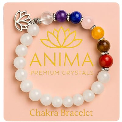 Premium 7 Chakra Bracelets for Women - Real Healing Crystals and Healing Stones Perfect for Balance, Energy, and Abundance - 7 Chakra Bracelet with Real Stones, Lotus Flower and Charged Energy Card