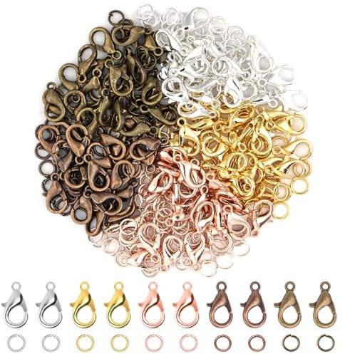 Verschlüsse für Armbänder, 300 Stück Kettenverschluss und Biegeringe in Verschiedenen Farben, Armband verschlüsse Schmuck Verschlüsse für Schmuckherstellung (5 Farben)