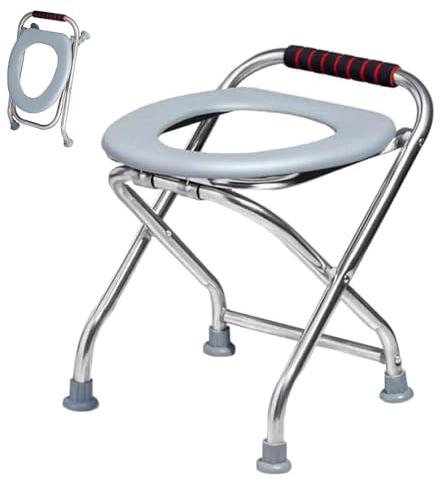 Silla de Inodoro Plegable, Silla WC Personas Mayores, Soporte de Acero Inoxidable, Silla WC for Recolección de Basura, Asientos Adicionales, Duchas, Altura Del Asiento 38 CM