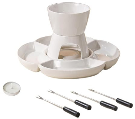Set de fabricantes de fondue, fondue interactivo de cerámica 9.96x4.72 pulgadas de queso caliente y soporte de chocolate, sets de fabricantes resistentes, herramienta de tazón de fusión de calefacción