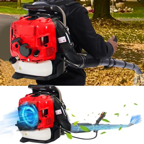 Souffleur à feuilles à essence à dos, souffleur à feuilles de jardin à essence sans fil, puissant moteur à 4 temps refroidi par air, souffleuse à neige de jardin à dos à essence pour souffler les fe