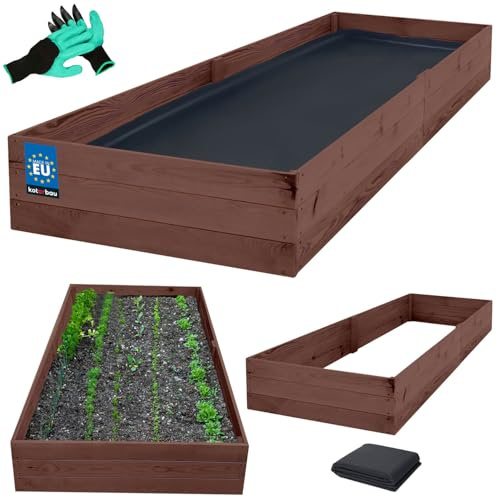 KOTARBAU® Maceta de jardín de madera 240x100x27cm Impregnadas, macetas marrones, maceta alta, jardineras para hierbas, macetas para cultivar, macetas para jardín, macetas para hortalizas, kit de