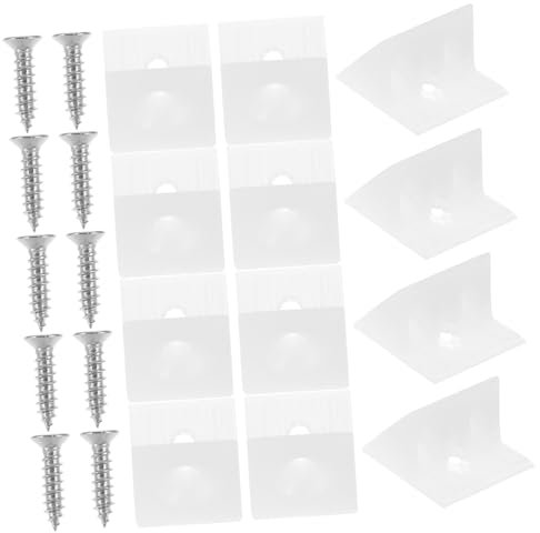 HOMSFOU Soportes De Ángulo Plástico Para Respaldo De Armario Con Tornillos Autoperforantes De Acero Inoxidable Diseño Inclinado De Unidades Para Fijación Segura y Rápida y Paredes