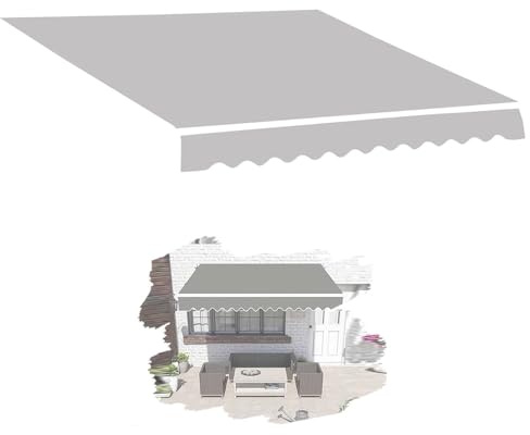 IMUNKT Lona De Repuesto Retráctil para Toldo Exterior (sin Marco) 2.5x2m 4x3m 5x3m, Multicolor para Jardín/Restaurantes/Tiendas (Gray, 8x6.5ft/250x200cm)