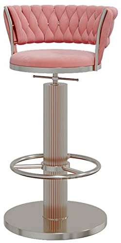 Tabouret de Bar réglable avec Chaise arrière pivotante, siège en Velours et Repose-Pied Rond, Base en Argent, îlot de Cuisine Moderne.