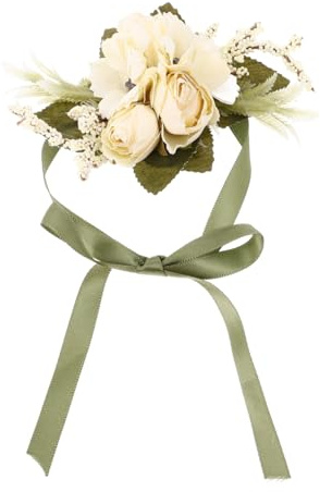 VANZACK Corsage De Poignet Fleurs Artificielles Mariage Bracelet Fleur Mariée Demoiselle D'Honneur Décoration Rustique 5.31X3.15X1.69In Léger Élégant
