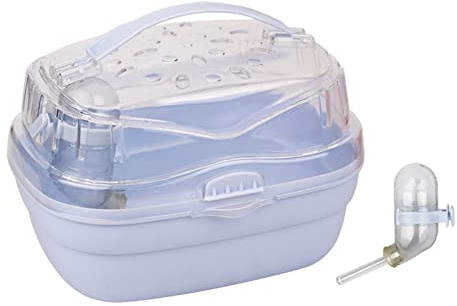 Jaula de viaje para hámsteres con botella de agua, caja de transporte ventilable para animales pequeños, jaula de transporte para mascotas