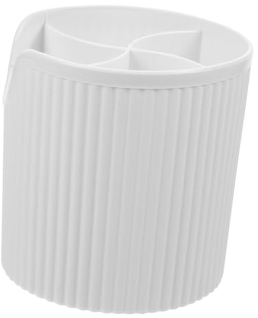 Organizador de Maquillaje Pp Blanco Compartimentos y Boca Ancha | Soporte de Escritorio para Bolígrafos y Eyeliner, Clasifica y Extrae Facilidad, Aspecto Simple y Delicado