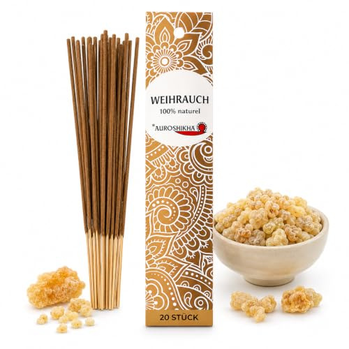 20 Stück – AUROSHIKHA Weihrauch – Natürliche indische Räucherstäbchen für Meditation & Entspannung