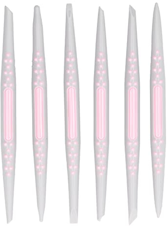 Fondantgravyrpennaset, 6-delade kakdekorationssats med silikonspetsar, livsmedelsgodkända plastverktyg för sockerpasta, gummipasta och Craft Clay Design, 16,5 cm