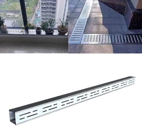 RTVGNSZSJL Scarico Doccia Lineare 100cm Canale Sottile Esterno Per Cortile In Cemento, Barre Della Griglia De Pavimento In Acciaio Inossidabile, Argento(35x1000x30mm)