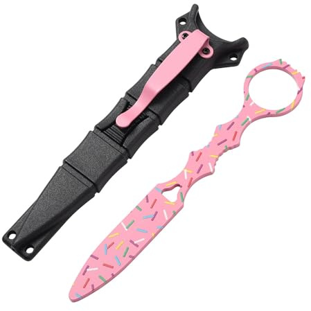 Amacigana Fixed Blade, mit feststehender Klinge, für Trainingszwecke, Trainingsmesser ungeschärft, 440C Stahl Trainingsmesser und Scheide (Krapfen)