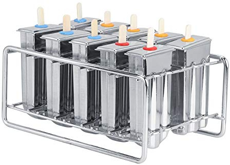KIMISS Juego de Moldes para Helado de Acero Inoxidable, Herramienta para Hacer Paletas Caseras, Suministros de Cocina con Tapas, Palitos y Bolsas de Almacenamiento