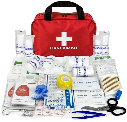 Gokemuak Kit de primeros auxilios botiquin de primeros auxilios 210 piezas, 25x18x8cm kit supervivencia kit emergencia para coche casa lugar trabajo mochila y acampar