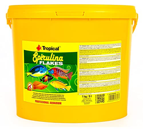 Tropical SPIRULINA Flakes 5L / 1kg - Mangime con spirulina per Pesci d’Acquario d’Acqua Dolce e marini
