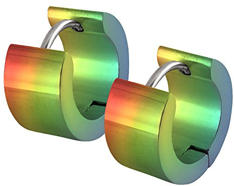 SoulCats® 1 par rostfritt stål fällbar creolen creolen örhängen silver svart guld blå matt, colore: Ø 14 mm/7 mm bred, cod. C20_14