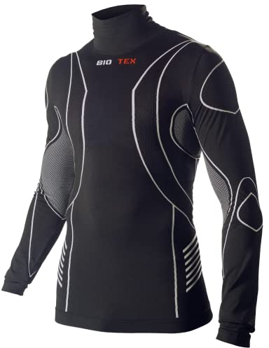 Biotex Lupetto Hightech per Ciclismo e Running, Intimo Tecnico Sportivo, Maglia Termica con 4 Zone di Compressione, Nero, Taglia III (XL/2XL)