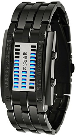 Orologio da polso da uomo, con luce a LED per la visualizzazione di data e ora, acciaio inox, antiurto, certificato secondo lo standard militare, alla moda, con circuito binario