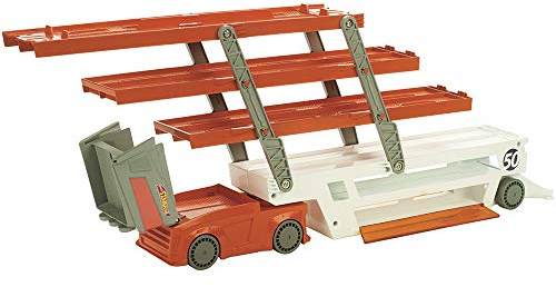 Hot Wheels Megacamión, camión de juguete transportador de coches (Mattel FTF68)