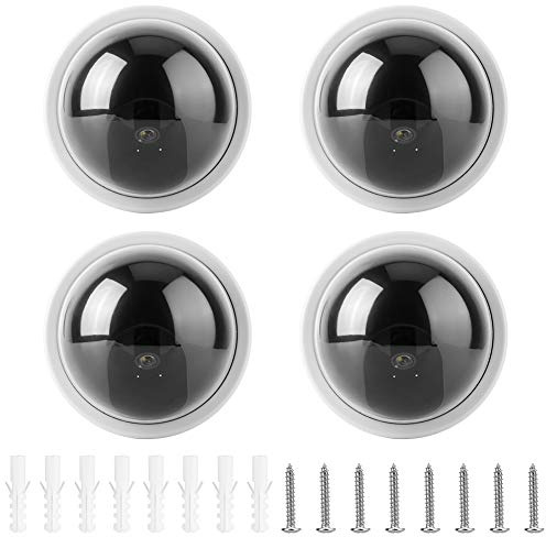 Garsent 4pcs Dome-Simulationskamera Fake CCTV Dummy mit blinkendem LED-Licht für Heim & Gewerbe Powered by 2 * AA Batterien(Weiß)