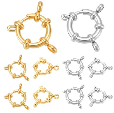 UNICRAFTALE 10 Stück 2 Farben Armband Verschluss Edelstahl Federringverschlüsse Glatte Oberfläche Schmuckverschluss Anschluss Für DIY Schmuckherstellung, Golden Und Edelstahl Farbe 14mm Breit