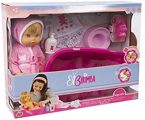 Grandi Giochi Birimba Bagnetto - con Vasca da Bagno Rosa e Altri Accessori per Fare Il Bagnetto a Birimba. Inclusa la Bambola con Il sederino Rosso - BRB03000