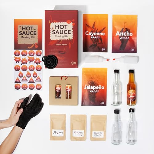 Kit de Fabrication de Sauce Piquante | DIY Sauce Piquante | Coffret Cadeau pour Amateurs de Piment et passionnés de cuisine épicée | Idée Cadeau Originale pour Anniversaire, Noël, Saint-Valentin