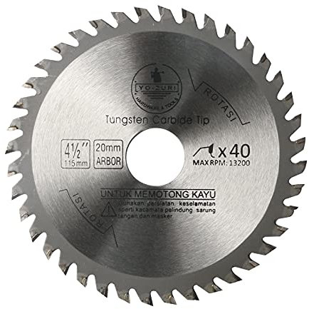 115mm Circular Saw Blade Wood Cutting Disc 40T Alloy Steel Professional Carbide Saw Blade for Woodworking Angle Grinder (1 Pack)