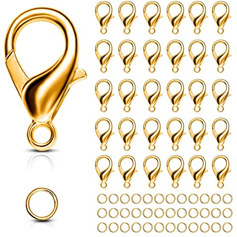 200 Stück,100 Stück 304 Edelstahl Karabinerverschluss,100 Öffnen Sprung Ringe,Kettenverschluss Edelstahl Schmuckverschluss Hummer Greifer Haken Ketten Armband Verschlüsse,für Schmuckherstellung