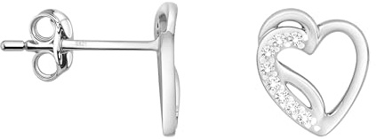 SOFIA MILANI - Boucles d'Oreilles pour Femme en Argent 925 - avec Pierres de Zircon - Clou d'Oreille en Forme de Coeur