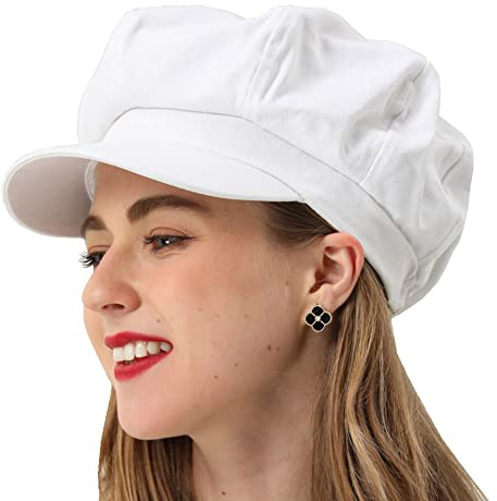 Damen Newsboy Cap Sommer Baskenmütze - 100% Baumwolle 8 Paneele Vintage Cabbie Hut - Achteckige Schirmmütze für Frauen Mädchen Damen Geschenk
