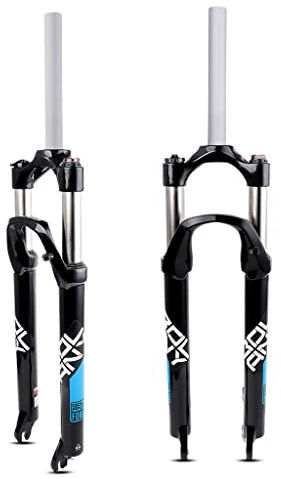 LHHL VTT Fourche À Suspension 26 27.5 29 Pouces Avant Bike Fork 1-1/8 Tube Droit sans Filetage Manual Lock Out Frein À Disque Fourche 80mm Voyage QR (Color : Black Blue, Size : 26)