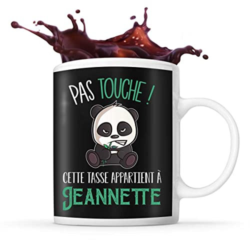 Tasse Jeannette Pas Touche Panda | Mug Prénom Cadeau Anniversaire Humour