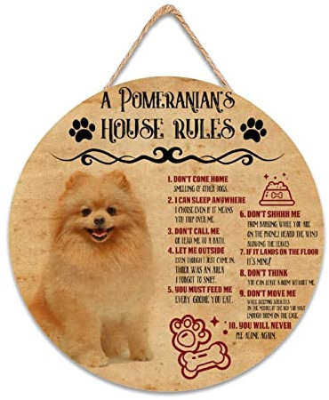 CustonCares Dog's House Rules Schild Willkommen Haustürschild Hund Mutter Geschenk für Frauen Retro Türschild Veranda Dekor Hausbesitzer Geschenke 30,5 x 30,5 cm rund