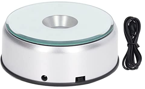 Atyhao 360° Rotating LED Light Base, Multicolor Round Display Stand Non Slip ABS Light Base Crystal with USB Battery Power for 3D Crystal Glass Art Jewelry Display Home Decor