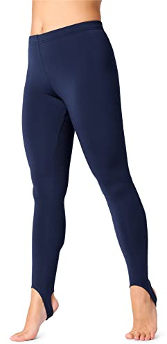 Bellivalini Damen Thermoleggings Leggings mit Fütterung Winterleggings mit Steigbügel BLV50-274 (Dunkelblau, XL)
