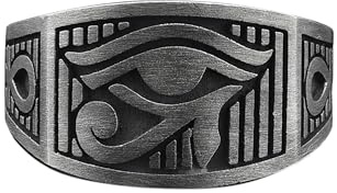 Bysilverstone - Bague Pour Homme En Argent Sterling Faite À La Main Avec L'Oeil D'Horus Et Ankh, Bijoux Pour Homme En Argent Avec L'Oeil D'Horus Et Ankh, Bague Egypte Ancienne, Bague Oeil De R