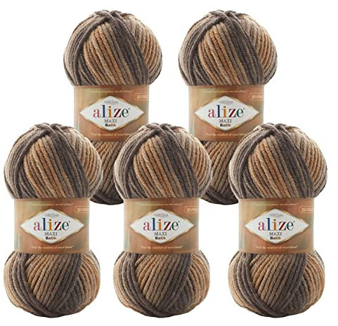 Alize Superlana Maxi Batik 5 x 100g Farbverlaufsgarn 25% Wolle Winterwolle Häkelgarn mehrfarbig Farbwahl