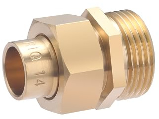 Raccordo sferico in ottone da saldare Ø14 - Maschio filettato 3/4 | Resistente | Impianti idraulici, riscaldamento e acqua potabile | Installazione sicura | Connessione affidabile | QUICK PLOMBERIE