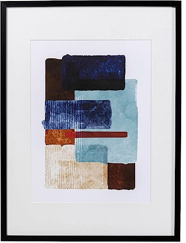 Kare Design Bild mit Rahmen Box Back, Blau, Wanddekoration, Kunstwerk, Bilderdruck auf Baumwollleinwand, Massivholz Rahmen, Glasfront, Abstrakt, Modern, Wohnzimmer, 80x60x3cm